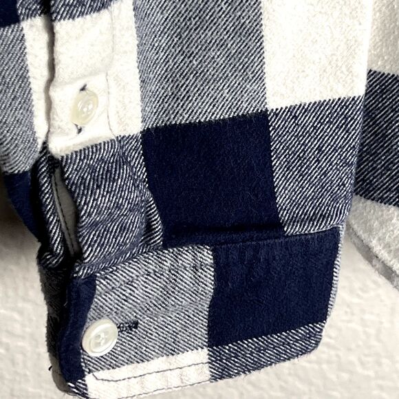 J.Crew Sz XS Buffalo Check Half-Zip Shacket Flannel Shirt Jacket Navy & White - Picture 6 of 11